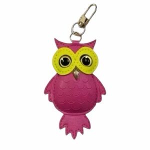 Charming Pink Owl Faux Leather Keychain/Bag Charm New